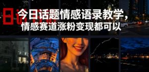 今日话题情感语录教学，情感赛道涨粉变现都可以-琴书聊项目