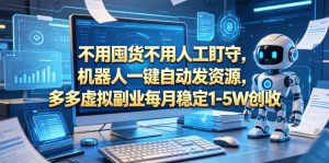 不用囤货不用人工盯守，机器人一键自动发资源，多多虚拟副业每月稳定1-5W创收【揭秘】-琴书聊项目