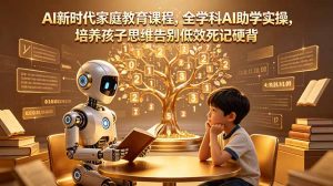 AI新时代家庭教育课程，全学科AI助学实操，培养孩子思维告别低效死记硬背-琴书聊项目