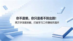 付费文章：你不是懒，你只是看不到出路！两万字深度拆解，打破学习工作赚钱死循环-琴书聊项目