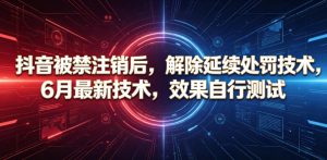 抖音被禁注销后，解除延续处罚技术，6月最新技术，效果自行测试-琴书聊项目