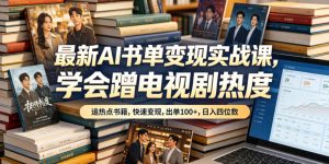 最新AI书单变现实战课，学会蹭电视剧热度，追热点书籍，快速变现，出单100+，日入四位数-琴书聊项目