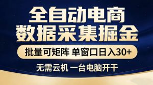 全自动电商数据采集掘金，批量可矩阵单窗口日入30+，无需云机一台电脑开干【揭秘】-琴书聊项目