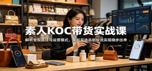 素人KOC带货实战课：解析变现路径与运营模式，从起号选品到投流实现稳步出单-琴书聊项目
