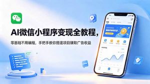 AI微信小程序变现全教程，零基础不用编程，手把手教你搭建项目赚取广告收益-琴书聊项目