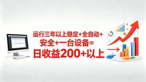 三年以上稳定+全自动+安全+一台设备=日收益200+-琴书聊项目