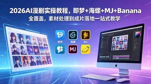 2026AI漫剧实操教程，即梦+海螺+MJ+Banana全覆盖，素材处理到成片落地一站式教学-琴书聊项目