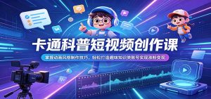 卡通科普短视频创作课：掌握动画风格制作技巧，轻松打造趣味知识类账号实现涨粉变现-琴书聊项目