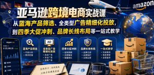 亚马逊跨境电商实战课，从蓝海产品筛选、全类型广告精细化投放，到四季大促冲刺、品牌长线布局等一站式教学-琴书聊项目