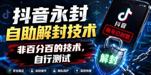 抖音永封自助解封技术，非百分百的技术，自行测试-琴书聊项目