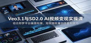 Veo3.1与SD2.0 AI视频变现实操课课：结合即梦平台画面衔接，短视频批量创作盈利技巧-琴书聊项目