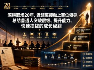 付费文章：深耕职场20年，近距离接触上百位领导，总结普通人突破层级、提升能力、快速提拔的成长秘籍(全网独家干货)-琴书聊项目