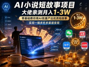 AI小说短故事项目，大佬亲测月入1-3W，零基础教你用AI批量产出优质短故事，实现一稿多吃多渠道变现-琴书聊项目