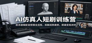 AI仿真人短剧训练营：剧本建模配音剪辑全流程，拆解成熟案例，搭建变现闭环-琴书聊项目