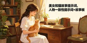 美女和猫故事提示词，人物一致性提示词+故事板-琴书聊项目