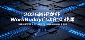 2026腾讯龙虾WorkBuddy自动化实战课:快速部署配置工具,数据PPT库存销售案例全实操-琴书聊项目