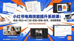 小红书电商技能提升系统课：选品+笔记+AI二创+实拍+剪辑+起号，全链路覆盖-琴书聊项目