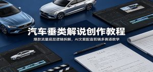 汽车垂类解说创作教程:爆款流量底层逻辑拆解,AI文案配音剪辑多赛道教学-琴书聊项目