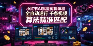 小红书AI批量剪辑课程，24小时全自动运行，解放双手专注运营，千条视频批量处理，小红书算法精准匹配-琴书聊项目