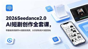 2026Seedance2.0AI短剧创作全套课，零基础系统教学AI漫剧短视频，从灵感到成片完整落地-琴书聊项目