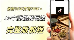 用ai做中药视频，涨粉35.8W，分成计划+橱窗累计变现10W+-琴书聊项目