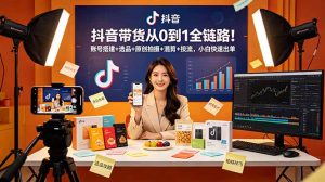 抖音带货从0到1全链路！账号搭建+选品+原创拍摄+混剪+投流，小白快速出单-琴书聊项目