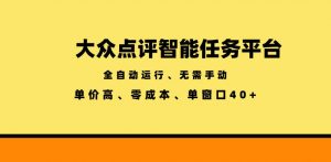 大众点评智能任务平台，全自动运行、无需手动，单价高、零成本、单窗口40+【揭秘】-琴书聊项目