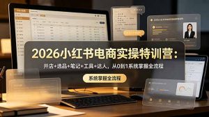 2026小红书电商实操特训营：开店+选品+笔记+工具+达人，从0到1系统掌握全流程-琴书聊项目
