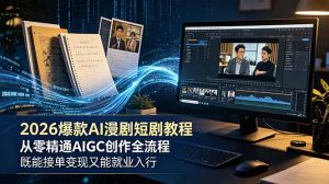 2026 爆款 AI 漫剧短剧教程 从零精通 AIGC 创作全流程 既能接单变现又能就业入行-琴书聊项目