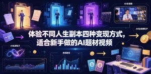 体验不同人生副本四种变现方式，适合新手做的AI题材视频-琴书聊项目