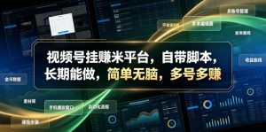 视频号挂賺米平台，自带脚本，长期能做，简单无脑，多号多賺【揭秘】-琴书聊项目