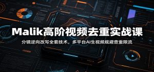 Malik高阶视频去重实战课：分镜逆向改写全套技术，多平台AI生视频规避查重限流-琴书聊项目