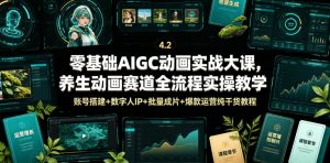 零基础AIGC动画实战大课，养生动画赛道全流程实操教学，账号搭建+数字人IP+批量成片+爆款运营纯干货教程-琴书聊项目