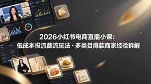 2026小红书电商直播小课，低成本投流截流玩法，多类目爆款商家经验完整拆解教学-琴书聊项目