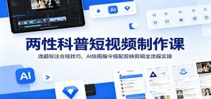 两性科普短视频制作课：选题标注合规技巧，AI绘图指令搭配剪映剪辑全流程实操-琴书聊项目