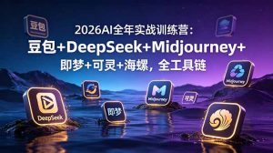 2026AI全年实战训练营：豆包+DeepSeek+Midjourney+即梦+可灵+海螺，全工具链-琴书聊项目