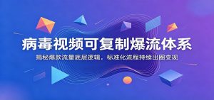 病毒视频可复制爆流体系：揭秘爆款流量底层逻辑，标准化流程持续出圈变现-琴书聊项目