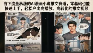当下流量暴涨的AI漫画小说推文赛道，零基础也能快速上手，轻松产出高播放、高转化的推文视频-琴书聊项目