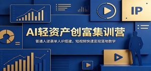 AI轻资产创富集训营：普通人逆袭单人IP搭建，短视频快速变现落地教学-琴书聊项目