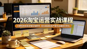 2026 淘宝运营实战课程，付费投放底层逻辑实操教学，优化直通车投产提升店铺成交转化-琴书聊项目