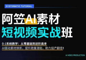AI视频素材实战班，0-1系统教学，从零基础到进阶高手AI驱动素材焕新，提升跑量潜能，助力投产翻倍-琴书聊项目