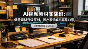 AI视频素材实战班：爆量素材升级原创，投产翻倍不再是口号，0-1系统教学实战落地-琴书聊项目