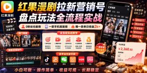 红果漫剧拉新营销号盘点玩法全流程实战，0粉丝也能做，一部手机就能做，爆一条单日收益2k+(更新0628)-琴书聊项目