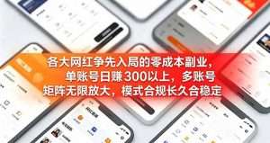 各大网红争先入局的零成本副业，单账号日赚 300 以上，多号矩阵可放大，模式合规长久稳定！-琴书聊项目